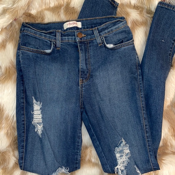 Distressed High-Waisted Skinny Jeans